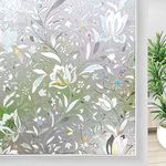 Lifetree Window Film Privacy Patterned,Frosted Window Film Privacy for Glass Windows Self Adhesive,Decorative Window Film for Glass Doors Home Tulip 44.5 * 200cm