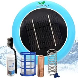 RiverPure Solar Pool Ionizer | New Version Improved Quality | Up to 85% Less Chlorine | Pool Cleaning Device | Chlorine Free Pool Purifier & Sanitizer | Longer-Lasting Anode | Up to 45,000 Gallons