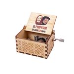 eitheo Wooden Hand cranked Collectible Engraved Money Heist Music Box (Bella ciao Music) oaifm- f-Brown