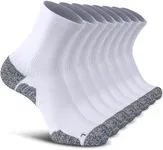 CWVLC Compression Athletic Unisex Quarter Socks Cushioned, 8-pairs White, XL