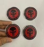 AUTO MT 4pcs The Punisher Skull Sign Emblem Car Wheel Center Hub Cap Caps Badge Sticker Decal 56mm 2INCH (The Punisher Wheel Sticker 4PC 56MM)