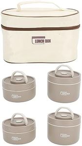 Tarro de Comida Aislado, Contenedor de Almuerzo Aislado de Acero Inoxidable 304, Lonchera Caliente Bento Al Vacío Portátil a Prueba de Fugas con Tapa y Bolsa Térmica, Termo (4