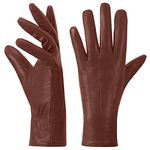 Harssidanzar Womens Leather Gloves Winter Warm Cashmere Lining Touchscreen Texting Warm Driving Lambskin Leather Gloves GL017,Cognac,Size L