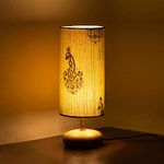 ExclusiveLane Green Peacock' Wooden Bedside Lamp Side Table Lamp for Bedroom Living Room (14 Inch, Mango Wood, Without Bulb, Pack of 1) |Table Lamps for Home Decoration Office Study Side Lamp, Led