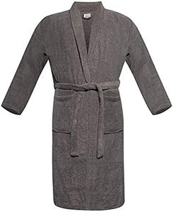 A & B TRADERS 100% Egyptian Cotton Bath Robe Terry Towelling Robe Dressing Gown Luxury and Super Soft Womens Nightwear Mens House Gown (Grey)