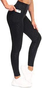 THE GYM PEOPLE Tummy Control Workout Leggings with Pockets High Waist Athletic Yoga Pants for Women Running, Fitness (Black Leopard, Medium)