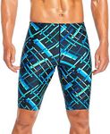 Adoretex Boy's/Men's Printed Cross Puzzle Swim Jammer Swimsuit (MJ017) - Green Combo2-32