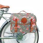 TOURBON Waterproof Canvas Bike Rear Double Pannier Bag Cycling Luggage Storage Seat Trunk Carrier (Flower Pattern)