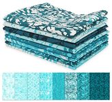 Soimoi 8 Pc Fat Quarter Bundle-Batik Print 18"x 22" DIY Patchwork-100% Cotton Pre-Cut Quilting Fabric Medium Blue