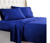 CCWB 450 TC 100% Cotton Solid Pattern Sheet Sets Export Quality- 1 Bedsheet with 2 Pillow Covers (Double, Royal Blue)