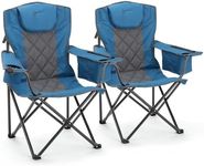 ARROWHEAD OUTDOOR 2-Pack Portable Deluxe Folding Camp Quad Chair w/Headrest, Glass & Cup Holders, Armest 6-can Cooler, Heavy Duty Carry Bag, 550 lbs Weight Capacity