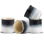 ZENS Japanese Tea Cup Set of 4, 240ml Gradient Embossed Ceramic Tea Cups for Hot Tea or Matcha Tea, Japanese Style Asian Tea Cups Handle-Less, Chinese Tea Cups, Occupied Japan Tea Cup, Black White