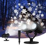 Partyear Christmas Projector Lights Outdoor, LED Snowflake Projector Christmas Lights, Waterproof Rotating Christmas Lights Outdoor Projector for Xmas Party Winter Holiday Garden Gift