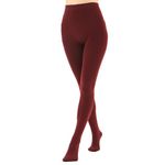 EVERSWE Women's Opaque Fleece Lined Tights, Thermal Tights (Wine Red,L)