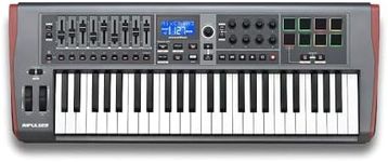 Novation Impulse 49 Keys USB bus-powered MIDI Controller Keyboard – Robust, ultra-responsive, full-size piano keyboard with aftertouch and velocity-sensitive pads – works on Mac or Windows