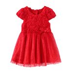 Mud Kingdom Baby Girl Flower Dresses, Summer Red, 9 Months