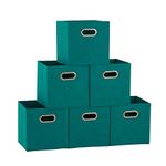 Household Essentials 83-1 Foldable Fabric Storage Bins | Set of 6 Cubby Cubes with Handles | Aqua, Green, 6 lbs