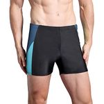 WHCREAT Mens Swimming Trunks Sports Swimwear Beach Board Shorts Chlorine Resistan, Grey Blue L