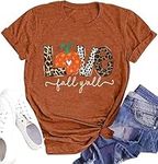 Fuyxxmer Womens Halloween Pumpkin Shirts Casual Autumn Fall Shirts Thanksgiving Graphic Tees Halloween Tops