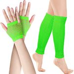 SATINIOR Neon Leg Warmers and Fishnet Gloves Set 80s Fancy Dress Costume Accessory Stretchy Leg Warmers Fishnet Gloves (Fluorescent Green)