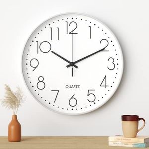 Mesybveo Reloj de Pared, 30CM Movimiento de Cuarzo silencioso, diseño Minimalista Moderno Negro, Reloj de Pared silencioso para Cocina, Oficina, Sala de Estar(Blancos)