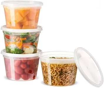 [48 Count 16 Oz Combo] Basix Disposable plastic Deli Food Storage Containers With Plastic Lids, Leakproof, Great For Meal Prep, Picnic, Take Out, traveling, Fruits, Snack, or Liquids