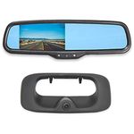 EWAY Tailgate Handle Backup Reverse Camera with 4.3 inch Rear View Mirror Monitor Kit for Chevy Silverado/GMC Sierra Fleet Side Metal Bed 1500 2500 3500 1999-2006 Reversing Parking Camera