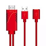 Cables for MHL to HDMI Cable 1080P HDTV Adapter, HDMI Mirroring Cable Adapter for iOS/Samsung to Mirror on TV Projector (Pc-red)