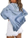 Women's Oversized Denim Jacket, Hooded Denim Jacket, Medium