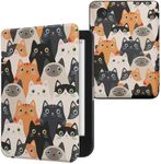 kwmobile Case Compatible with Kobo Clara BW/Colour Case - eReader Cover - Cats Orange/Black/White