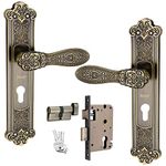 Atom Heavy Duty Mortise Door Lock with One Sided Key for Bedroom, Living Room, Main Door, Brass Antique Finish | 3 Keys | Lockset for House Hotel Office(O49CYOSK)