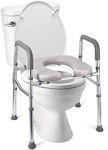 Raised Toilet Seat, 350LB Stand Alone Homecare Commode Bathroom Assist Frame for Elderly, Handicapped, Disabled, Adjustable Height, Padded Seat