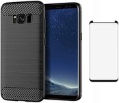 Asuwish Compatible with Samsung Galaxy S8 Case and Tempered Glass Screen Protector Cover Cell Accessories Slim Thin Full Body Soft TPU Silicone Rubber Phone Cases for Glaxay S 8 8S Edge GS8 Black