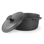 COMMERCIAL CHEF 3.4 Quart Cast Iron Dutch Oven with Dome Lid and Handles