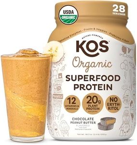 KOS Organic Plant Based Protein Powder, Chocolate Peanut Butter - Delicious Vegan Protein Powder Meal Replacement - Keto Friendly, Gluten Free, Dairy Free & Soy Free - 2.4 lbs, 28 Servings