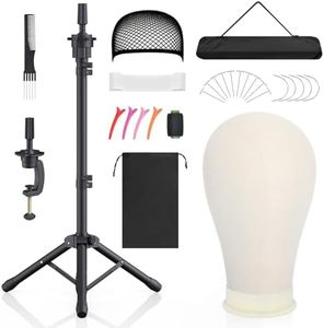 Wig Stand with Head, Height Adjustable Wig Stand, Wig Head Stand with Mannequin Head with Extra Wig head Clamp Stand