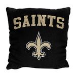 Northwest NFL Decorative Football Throw Pillow for Couch and Bed, Square Woven Pillow with Team and Logo, 14" x 14" (New Orleans Saints - Black, )