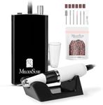 MelodySusie Professional Nail Drill - 30000 rpm Rechargeable Portable Nail Drills with 6 Bits and 106 Sanding Bands, Cordless Electric Nail File Machine for Acrylic Gel Nails Shape Carve Polish, Black