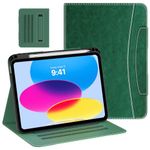 MoKo for iPad 10th Generation Case iPad 10.9 Inch Case 2022 with Pencil Holder, Multi-Angle Viewing iPad Case 10th Generation with Soft TPU Back Hand Strap for iPad 10th Gen 2022, Midnight Green