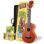 Mahalo Java Series Concert Ukulele Beginners Kit - Ukulele for Kids & Adults with Guide, Carry Case, Clip-on Tuner, Spare String Set & Picks, 'Learn 2 Play' Instruments Bundle, Brown