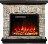 BOSSIN 36" Electric Fireplace with Mantel, 23 inch Electric Fireplace Insert, TV Stand Freestanding Heater with Remote Control Timer LED Flame for Living Room Bedroom,Faux Stone Gray