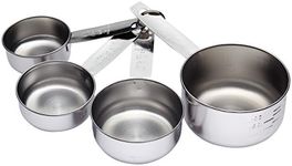 KitchenCraft Measuring Cup Set, Stainless Steel Measure Spoon Cups for Baking Cooking, Set of 4, Silver