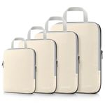 Gonex Compression Packing Cubes, 3pcs/4pcs Expandable Storage Travel Luggage Bags Organizers, 4 PCS Cream, XL+L+M+S