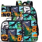 3PCS Dinosaur Backpack for Boys, 16” Kids Preschool Bookbag, Elementary Kindergarten School Back Packs and Lunch Box