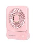 Gaiatop Mini Desktop Fan, 2000mAh Battery Rechargeable Small Table Fan with 3 Speed Strong Wind, Ultra Quiet Portable Desk Fan Usb Charging Personal Fan for Office Home Travel(Pink)