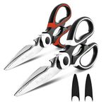 JLJLcio Kitchen Shears 2-Pack – Heavy Duty Stainless Steel Scissors with Protective Covers, Sharp & Sturdy, Dishwasher Safe Food Shears for Chicken, Poultry, Fish, Meat, Herbs & BBQ – For Home