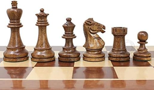 House of Chess - Grand Master Staunton Tournament Chess Set Pieces - King Size: 3-3/4" (Broad Base) + 2 Extra Queens - Acacia Wood/Boxwood