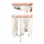 Boxy Concepts Necklace Holder - Easy-Install 10.5"x1.5" Jewelry Organizer Wall Mount with 10 Hooks - Beautiful Jewelry Hanger for Necklaces, Bracelets and Earrings - Rose Gold Necklace Hanger (2 Pack