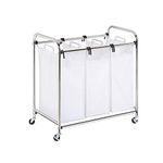 Honey-Can-Do Heavy-Duty Triple Laundry Sorter, Chrome/White