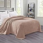 Exclusivo Mezcla King Size Soft Bed Blanket, 230 x 265 CM Fleece Velvet Blanket for Bed, Fluffy Blankets Bed, Warm, Cozy, Plush and Lightweight Camel Blanket